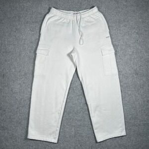 TNA Sweatfleece Cargo Sweatpants Womens Medium White Mega Fit Baggy Cozy